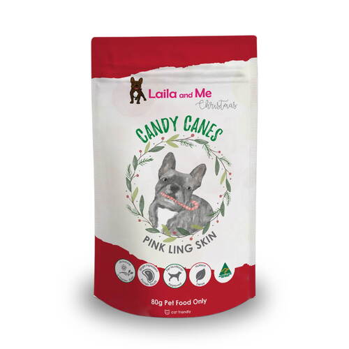 Laila & Me Candy Canes Fish Twist Treats for Cats & Dogs 80g main image