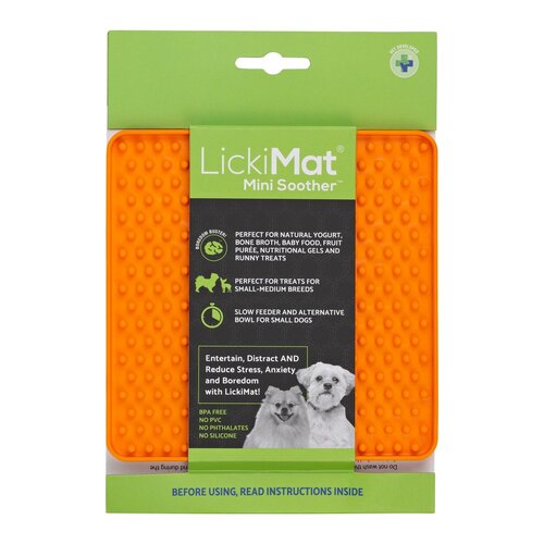 Lickimat Mini Soother Slow Food Bowl Anti-Anxiety Mat for Dogs - Orange main image