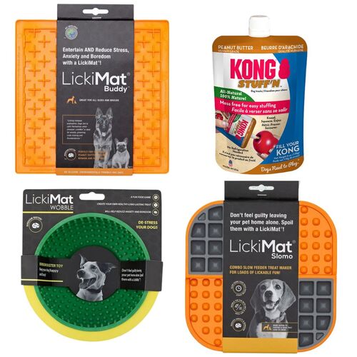 Lickimat Slow Food and Anti-Anxiety Bowls for Dogs - 4 Item Super Bundle main image