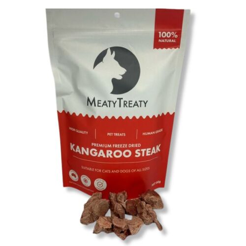 Meaty Treaty Freeze Dried Australilan Kangaroo Steak Cat & Dog Treats 80g main image