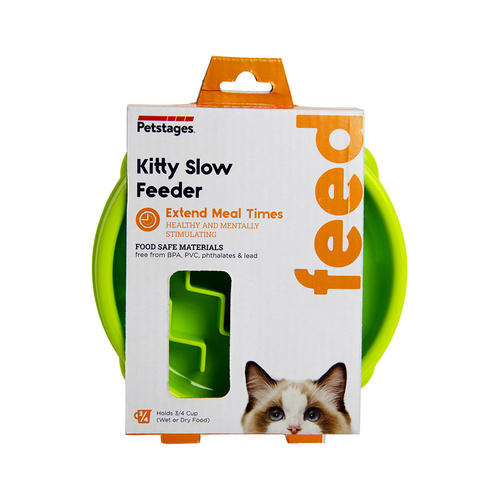 Petstages Cat Fun Feeder Green Wave Slow Food Bowl for Cats - Green main image