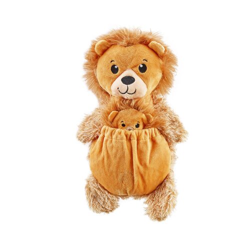 Charming Pet Pouch Pals Plush Dog Toy - Lion with Baby in Pouch main image