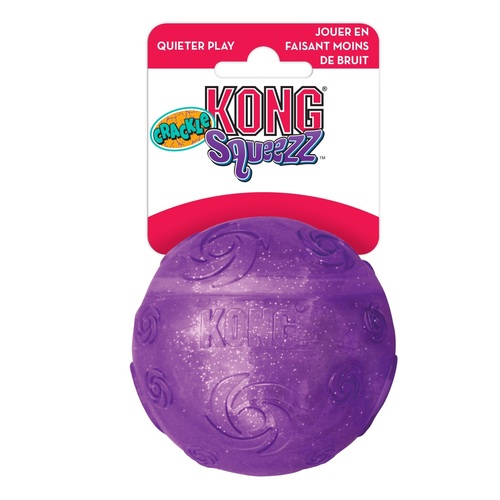 4 x KONG Squeezz Crackle Textured Glitter Ball Dog Toy in Assorted Colours - Medium main image