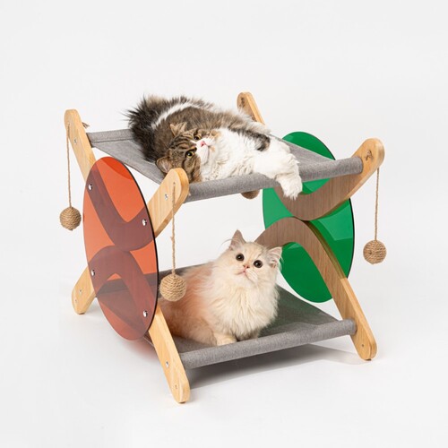 Pidan Double-Storey Hammock Cat Bed in Beechwood & Acrylic main image