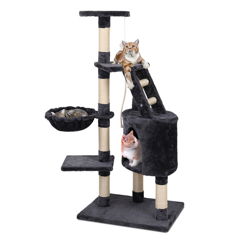 Cat Tree 120cm Trees Scratching Post Scratcher Tower Condo House Furniture Wood Multi Level main image