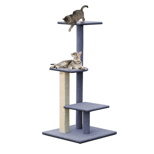Cat Tree 124cm Trees Scratching Post Scratcher Tower Condo House Furniture Wood Steps main image