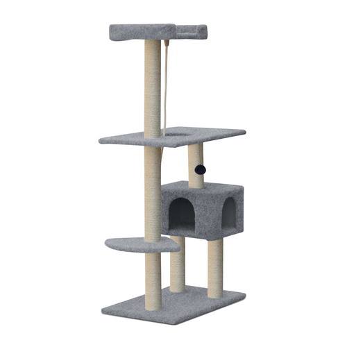 Cat Tree 145cm Scratching Post Scratcher Tower Cat Condo House - Grey main image