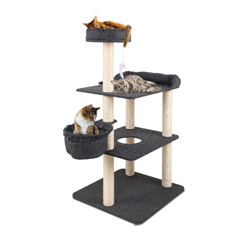 Cat Tree 132cm Trees Scratching Post Scratcher Tower Condo House Furniture Wood main image