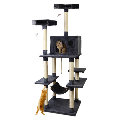 Cat Tree 184cm Trees Scratching Post Scratcher Tower Condo House Furniture Wood main image