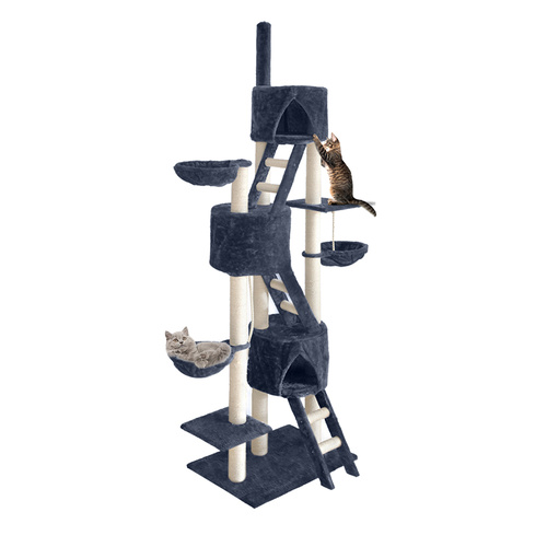 Cat Tree 244cm Trees Scratching Post Scratcher Tower Condo House Furniture Wood main image