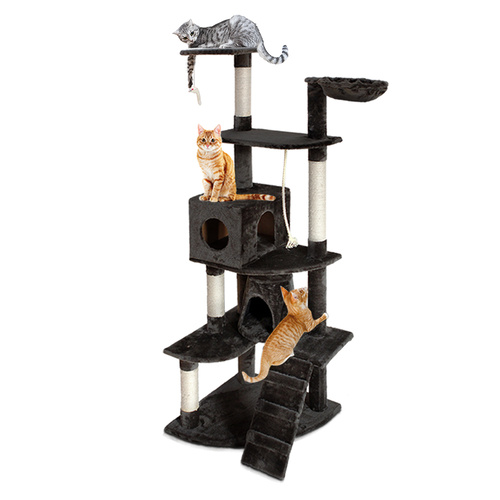 Cat Tree 193cm Trees Scratching Post Scratcher Tower Condo House Furniture Wood main image