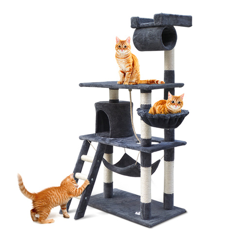 Cat Tree 141cm Trees Scratching Post Scratcher Tower Condo House Furniture Wood main image