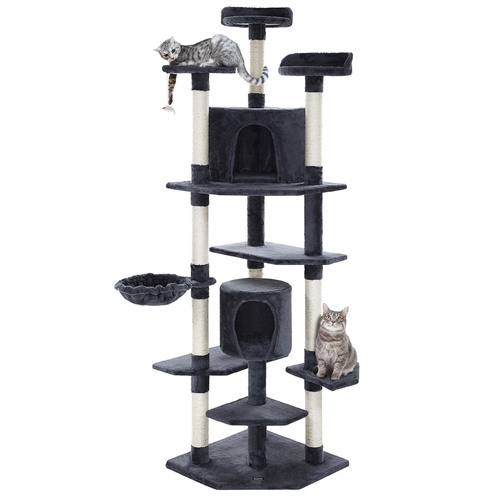 Cat Tree 203cm Trees Scratching Post Scratcher Tower Condo House Furniture Wood main image