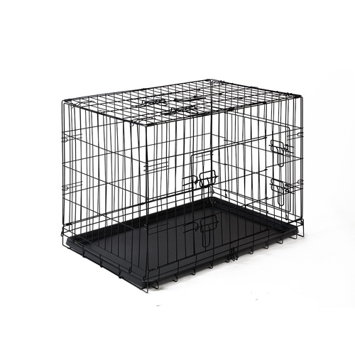 Portable Black Steel Rust-Resistant Dog Crate Foldable with Leak-Proof Tray main image