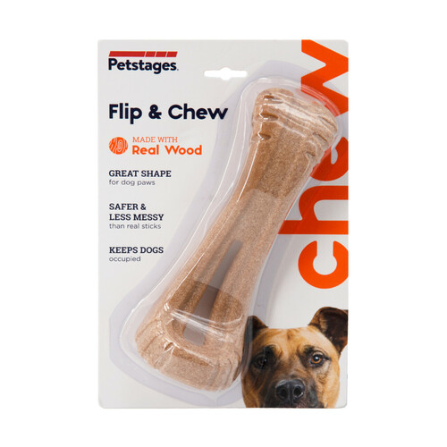 Petstages Dogwood Flip & Chew Real Wood Textured Dog Bone - Medium main image