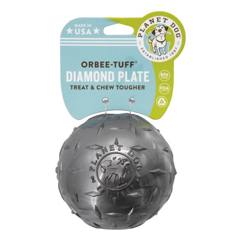 Planet Dog Orbee Double-Tuff Diamond Plate Tough Dog Toy in Grey - Ball Large main image