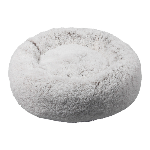Pet Bed Cat Dog Donut Nest Calming Mat Soft Plush Kennel - White Coffee main image