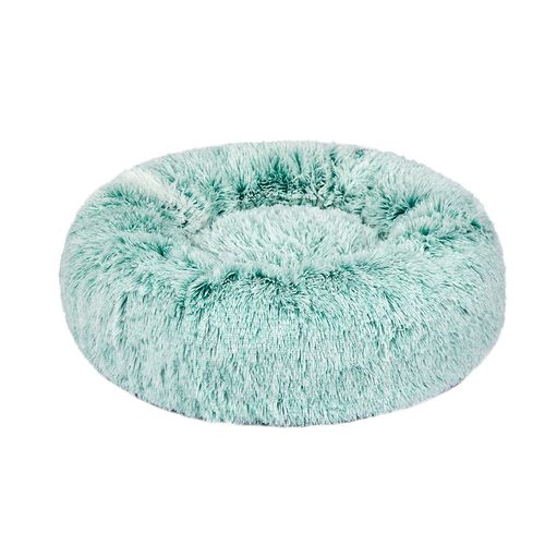 Pet Bed Cat Dog Donut Nest Calming Mat Soft Plush Kennel - Teal main image