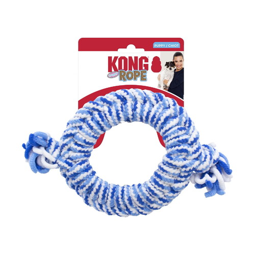 3 x KONG Rope Ring Fetch & Tug Dog Toy for Puppies - Assorted Colours main image