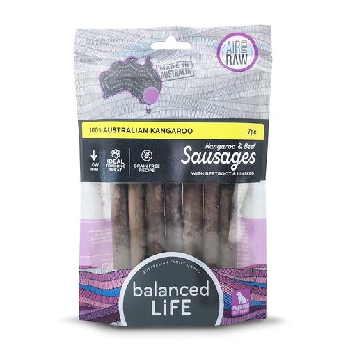 Balanced Life Kangaroo Beef Beetroot & Linseed Sausage Dog Treat 7-Piece Pack main image