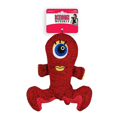 3 x KONG Woozles Plush Squeaker Alien Dog Toy - Red main image
