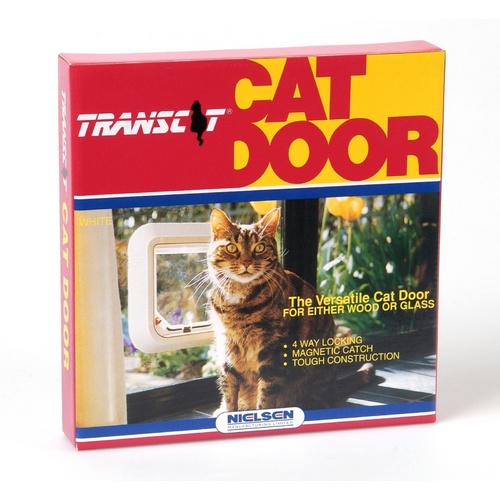 Transcat Pet Door Cat Flap for Doors, Walls & Glass - White - 4 Way Lock main image