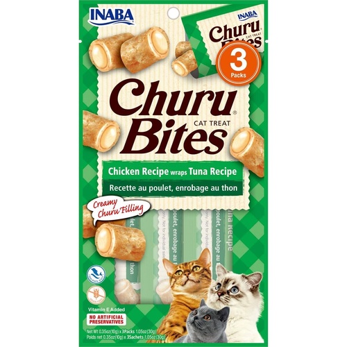 Inaba Cat Treats Chicken Wraps with Tuna Churu filling - 18 x 10g Tubes