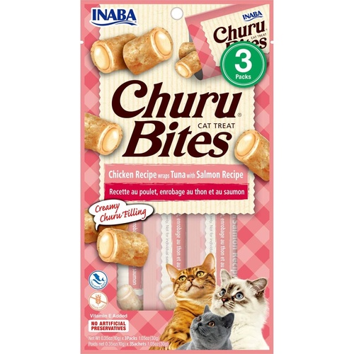 Inaba Cat Treats Chicken Wraps with Tuna & Salmon Churu filling - 18 x 10g Tubes