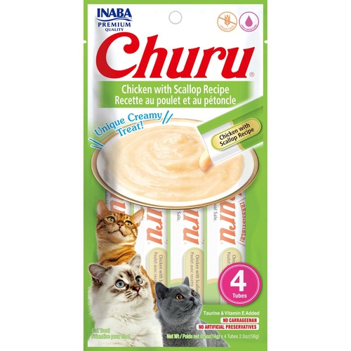 Inaba Cat Churu Meal Topper Treat - Creamy Chicken & Scallop Recipe 24 x 14g Tubes main image