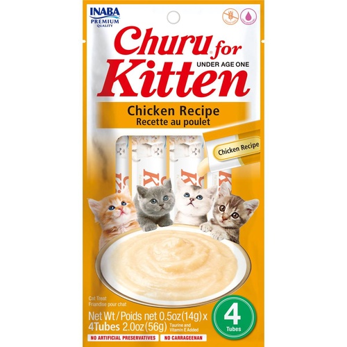 Inaba Kitten Churu Meal Topper Treat - Creamy Chicken Recipe 24 x 10g Tubes main image