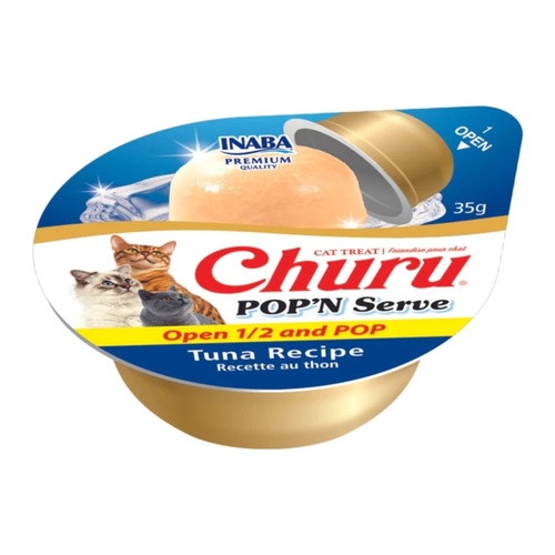Inaba Cat Churu Pop'N Serve Treat or Meal Topper Tuna Recipe 8 x 35g Cups main image