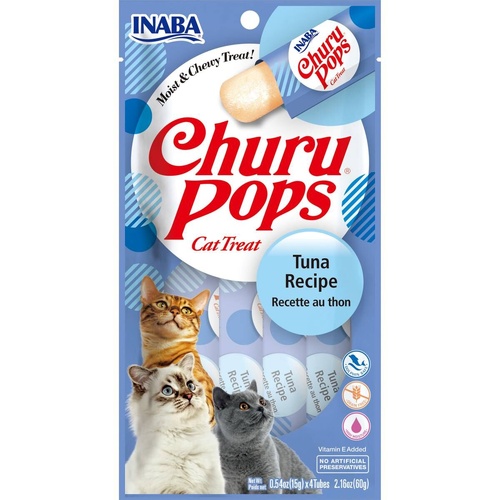 Inaba Cat Churu Pops Meal Topper Treat - Creamy Tuna Recipe 24 x 15g Tubes
