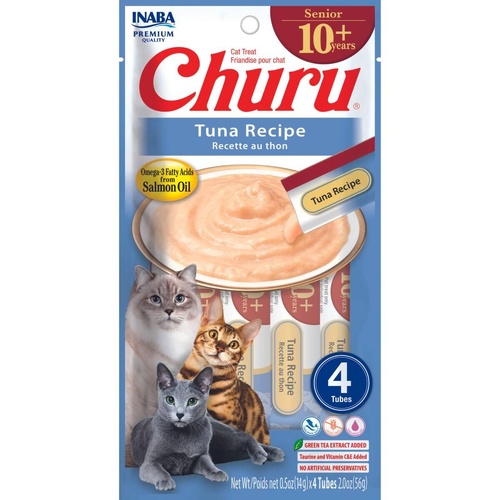Inaba Senior Cat Churu Meal Topper Treat - Creamy Tuna Recipe 24 x 14g Tubes