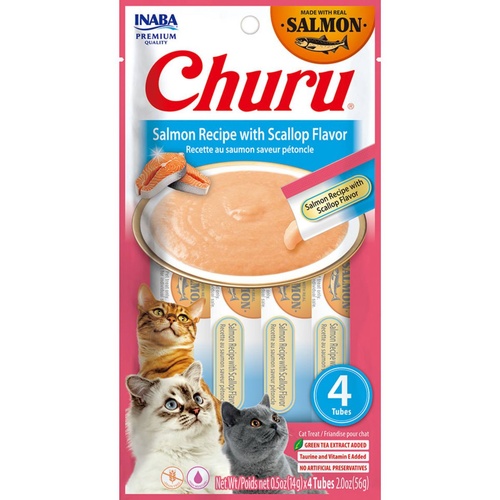 Inaba Cat Churu Meal Topper Treat - Creamy Salmon & Scallop Recipe 24 x 14g Tubes main image