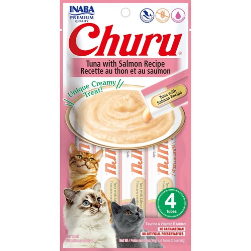 Inaba Cat Churu Meal Topper Treat - Creamy Tuna & Salmon Recipe 24 x 14g Tubes main image