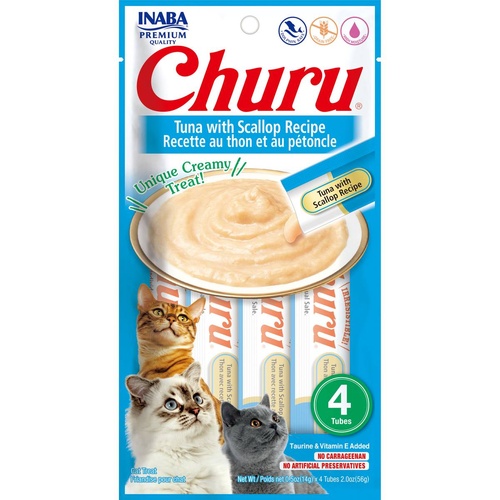 Inaba Cat Churu Meal Topper Treat - Creamy Tuna & Scallop Recipe 24 x 14g Tubes main image