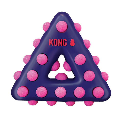 3 x KONG Dotz Circle - Textured Triangle Shaped Rubber Squeaker Dog Toy - Large main image
