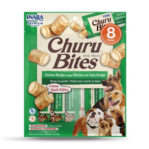Inaba Dog Churu Bites Treats Chicken Wraps with Creamy Tuna Filling 48 x 12g Tubes main image