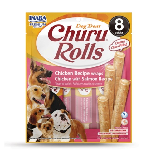 Inaba Dog Churu Rolls Snack Chicken & Salmon with Creamy Filling - 48 Rolls main image