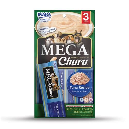 Inaba Dog MEGA Churu Meal Topper Treat - Creamy Tuna Puree - 18 x 48g Tubes main image