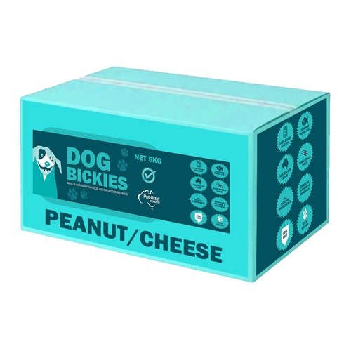Petrite Australian Mixed Peanut Butter & Cheese Bickies Dog Biscuits - 5kg Bulk Box main image