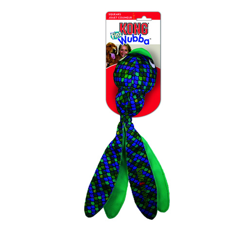 KONG Wubba Finz Fish-Faced Floppy Tailed Squeaker Fetch Dog Toy - Blue - Small - 3 Unit/s main image