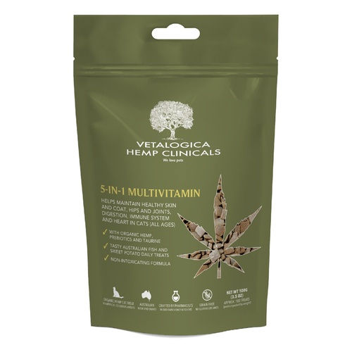 Vetalogica Hemp Clinicals 5-In-1 Multivitamin Cat Treats 100g main image