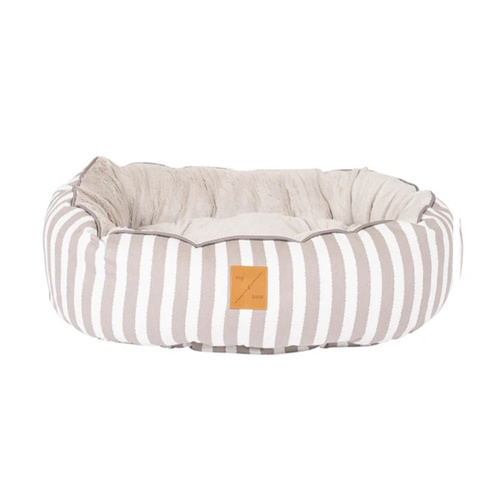 Mog & Bone 4 Seasons Reversible Dog Bed - Latte Hamptons Stripe main image