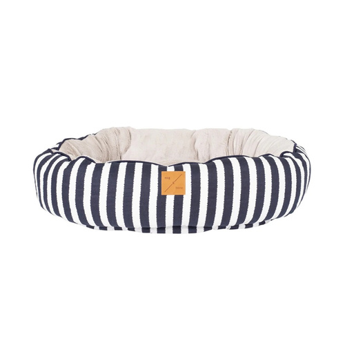 Mog & Bone 4 Seasons Reversible Dog Bed - Navy Hamptons Stripe main image