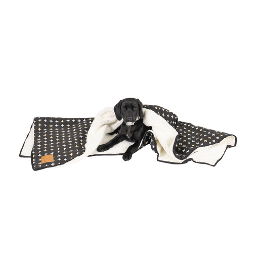 Mog & Bone Soft Reversible Pet Blanket Black Metallic Cross main image