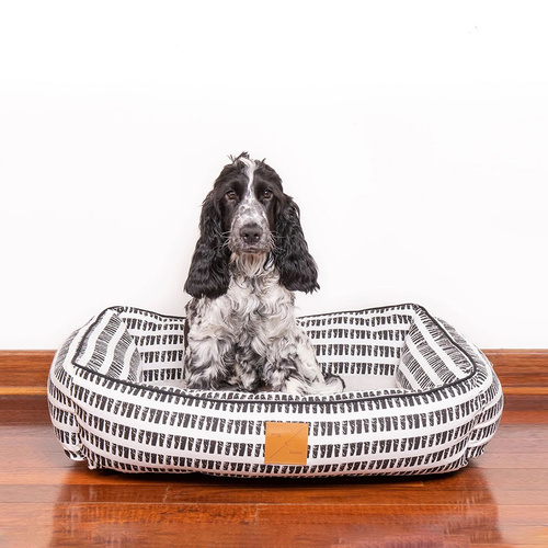 Mog & Bone Bolster Dog Bed - Black & White Mosaic - Large main image