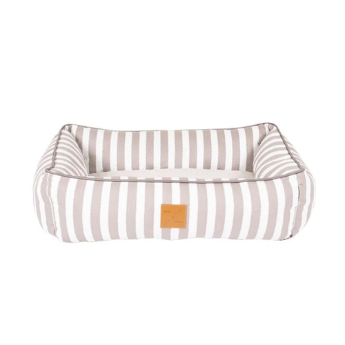 Mog & Bone Bolster Dog Bed - Latte Hamptons Stripe main image