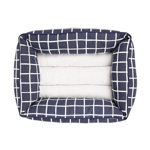 Mog & Bone Bolster Dog Bed - Navy Check - Small main image