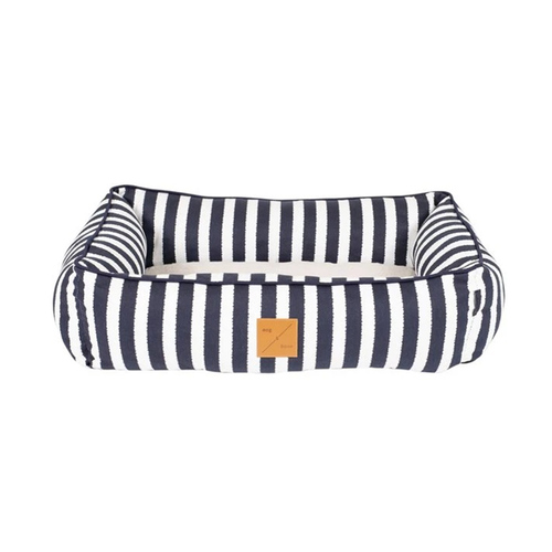 Mog & Bone Bolster Dog Bed - Navy Hamptons Stripe main image